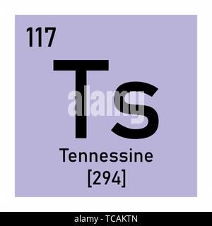 Illustration du tableau périodique de symbole chimique Tennessine Illustration de Vecteur