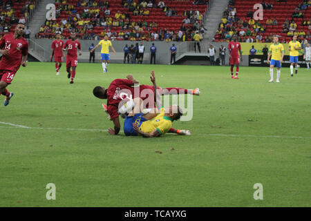 Le Brésil. Le 05 juin, 2019. Match de football amical entre le Brésil et le Qatar à Mane Garrincha Stadium à Brasilia. Credit : Niyi Fote/Thenews2/Pacific Press/Alamy Live News Banque D'Images