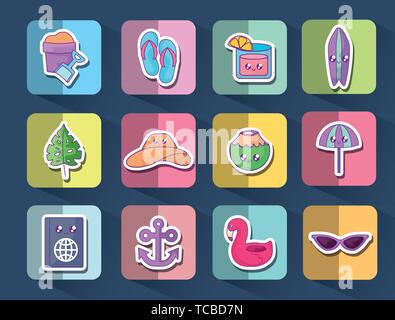 Des vacances d'été poster set icons vector illustration design Illustration de Vecteur