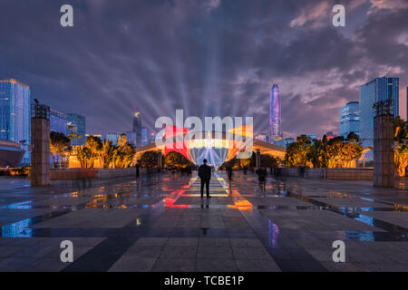 Montrer l'éclairage au Centre Civique de Futian, Shenzhen Banque D'Images