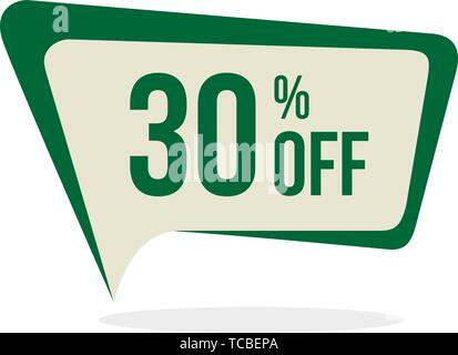 Style moderne vecteur Tags Discount Vente de 30  % sur les Insignes de promotion Modèle. Télévision conceptions d'étiquette. Illustration de Vecteur