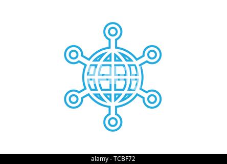 Illustration de la conception vectorielle du logo de fil de connexion hexagonal Illustration de Vecteur