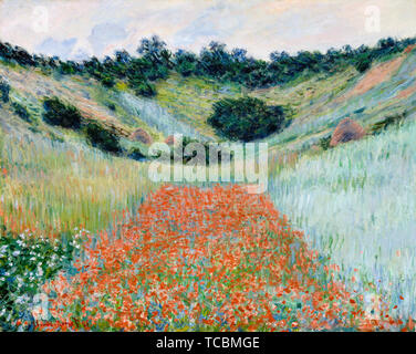 Monet, coquelicots. 'Champ de coquelicots dans un creux près de Giverny', peinture de paysage à l'huile sur toile de Claude Monet, 1885 Banque D'Images