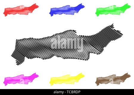 Tipaza Province (Provinces de l'Algérie, la République démocratique populaire lao de l'Algérie) map vector illustration gribouillage, croquis Tipasa site Illustration de Vecteur