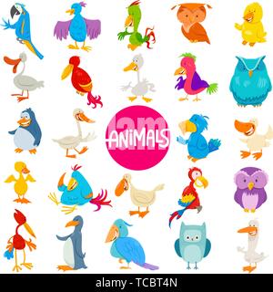 Cartoon Illustration de personnages animaux oiseaux Grand ensemble Illustration de Vecteur