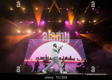 Aarhus, Danemark. 06 Juin, 2019. Le Danemark, Aarhus - 6 juin 2019. Le chanteur et compositeur Khalid effectue un concert live au cours de la musique danoise Northside festival 2019 à Aarhus. (Photo crédit : Gonzales Photo/Alamy Live News Banque D'Images