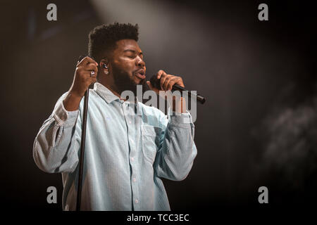 Aarhus, Danemark. 06 Juin, 2019. Le Danemark, Aarhus - 6 juin 2019. Le chanteur et compositeur Khalid effectue un concert live au cours de la musique danoise Northside festival 2019 à Aarhus. (Photo crédit : Gonzales Photo/Alamy Live News Banque D'Images