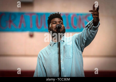 Aarhus, Danemark. 06 Juin, 2019. Le Danemark, Aarhus - 6 juin 2019. Le chanteur et compositeur Khalid effectue un concert live au cours de la musique danoise Northside festival 2019 à Aarhus. (Photo crédit : Gonzales Photo/Alamy Live News Banque D'Images