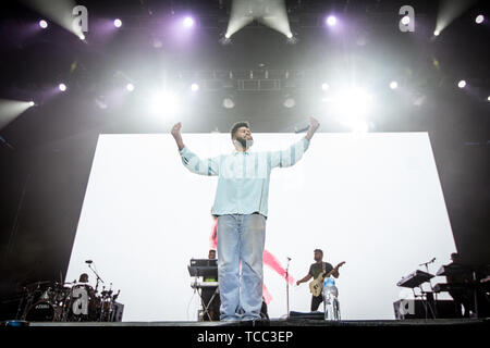 Aarhus, Danemark. 06 Juin, 2019. Le Danemark, Aarhus - 6 juin 2019. Le chanteur et compositeur Khalid effectue un concert live au cours de la musique danoise Northside festival 2019 à Aarhus. (Photo crédit : Gonzales Photo/Alamy Live News Banque D'Images