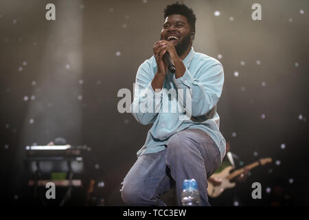 Aarhus, Danemark. 06 Juin, 2019. Le Danemark, Aarhus - 6 juin 2019. Le chanteur et compositeur Khalid effectue un concert live au cours de la musique danoise Northside festival 2019 à Aarhus. (Photo crédit : Gonzales Photo/Alamy Live News Banque D'Images