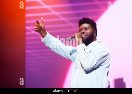 Aarhus, Danemark. 06 Juin, 2019. Le Danemark, Aarhus - 6 juin 2019. Le chanteur et compositeur Khalid effectue un concert live au cours de la musique danoise Northside festival 2019 à Aarhus. À l'exception du Danemark. (Photo crédit : Gonzales Photo/Alamy Live News Banque D'Images