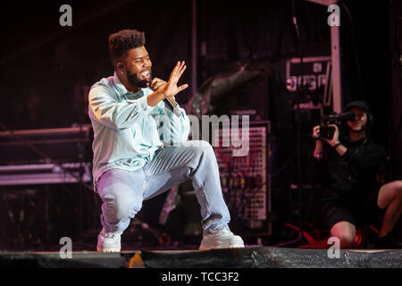 Aarhus, Danemark. 06 Juin, 2019. Le Danemark, Aarhus - 6 juin 2019. Le chanteur et compositeur Khalid effectue un concert live au cours de la musique danoise Northside festival 2019 à Aarhus. À l'exception du Danemark. (Photo crédit : Gonzales Photo/Alamy Live News Banque D'Images