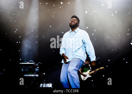 Aarhus, Danemark. 06 Juin, 2019. Le Danemark, Aarhus - 6 juin 2019. Le chanteur et compositeur Khalid effectue un concert live au cours de la musique danoise Northside festival 2019 à Aarhus. À l'exception du Danemark. (Photo crédit : Gonzales Photo/Alamy Live News Banque D'Images