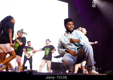 Aarhus, Danemark. 06 Juin, 2019. Le Danemark, Aarhus - 6 juin 2019. Le chanteur et compositeur Khalid effectue un concert live au cours de la musique danoise Northside festival 2019 à Aarhus. À l'exception du Danemark. (Photo crédit : Gonzales Photo/Alamy Live News Banque D'Images