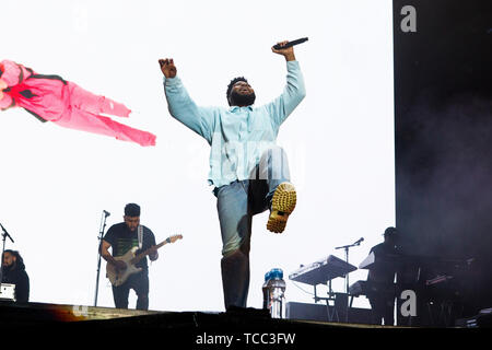 Aarhus, Danemark. 06 Juin, 2019. Le Danemark, Aarhus - 6 juin 2019. Le chanteur et compositeur Khalid effectue un concert live au cours de la musique danoise Northside festival 2019 à Aarhus. À l'exception du Danemark. (Photo crédit : Gonzales Photo/Alamy Live News Banque D'Images