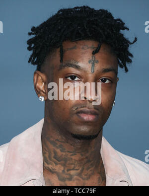 Malibu, United States. 06 Juin, 2019. MALIBU, LOS ANGELES, CALIFORNIE, USA - 06 juin : Le rappeur 21 Savage arrive à la Saint Laurent Mens Spring Summer 20 Show qui a eu lieu à Paradise Cove Beach le 6 juin 2019 à Malibu, Los Angeles, Californie, États-Unis. (Photo par Xavier Collin/Image Crédit : Agence de Presse) L'agence de presse Image/Alamy Live News Banque D'Images