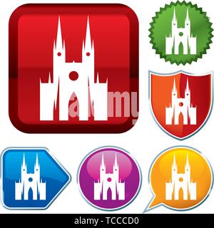 Vector illustration. Définir l'icône brillante série sur les boutons. Cathédrale. Illustration de Vecteur
