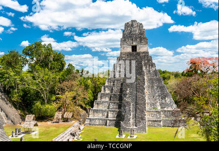 Temple du Grand Jaguar à Tikal au Guatemala Banque D'Images