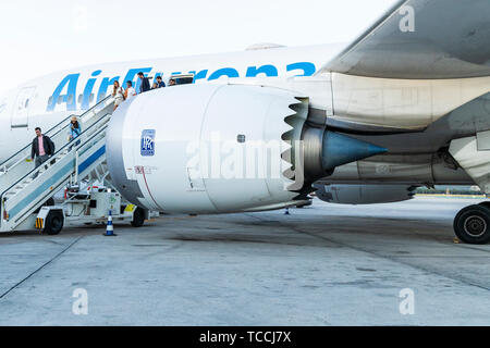 Boeing 787 Dreamliner, Rolls Royce, moteur à réaction, avec Air Europa, à l'aéroport Madrid Barajas, Espagne Banque D'Images