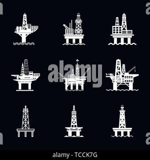 La plate-forme de production de pétrole iconfuel logo, symbole vecteur pour la conception Illustration de Vecteur