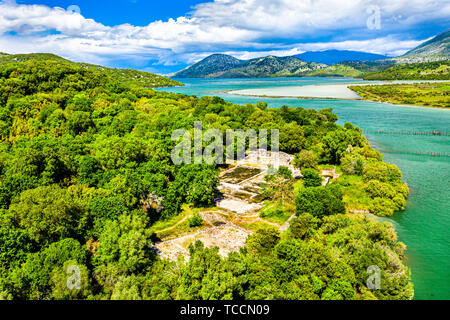 Vue aérienne du site archéologique de Butrint en Albanie Banque D'Images