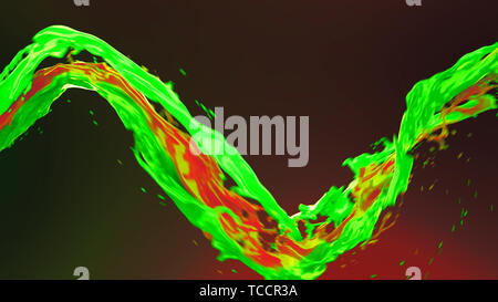 Bright colorful Abstract vortex liquide avec des touches 3D illustration Banque D'Images
