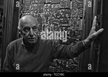 La fin de l'écrivain uruguayen Eduardo Galeano, auteur de "Les veines ouvertes de l'Amérique latine" à Montevideo, Uruguay Banque D'Images