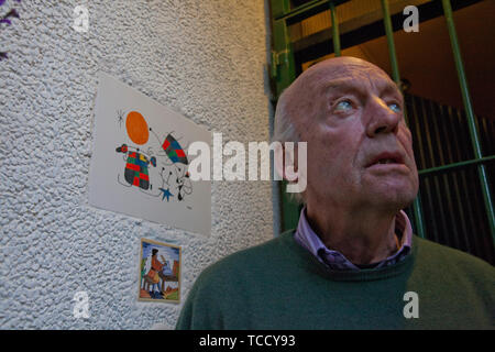 La fin de l'écrivain uruguayen Eduardo Galeano, auteur de "Les veines ouvertes de l'Amérique latine" à Montevideo, Uruguay Banque D'Images