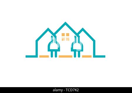 Creative House Electric Plug Power logo Design symbole Illustration vectorielle Illustration de Vecteur