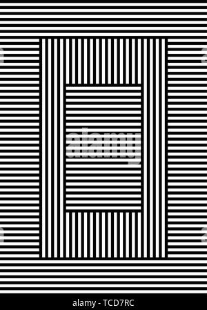 Illusion optique arrière-plan. L'abstraction des lignes en noir et blanc. Illustration de Vecteur