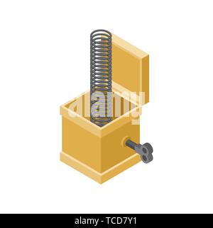 Ouvrez la boîte de farce modèle. Prix Mokap drôle. Jouet pour April Fools Day. Illustration de Vecteur