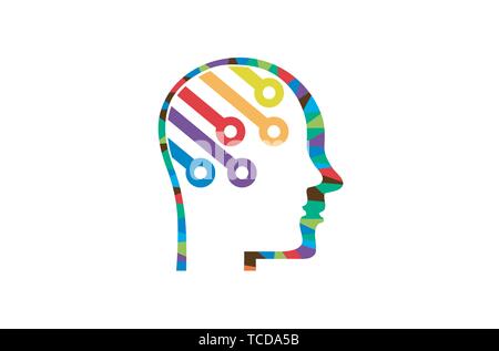 créateur cerveau humain coloré fils technologie logo symbole de vecteur logo Illustration de Vecteur