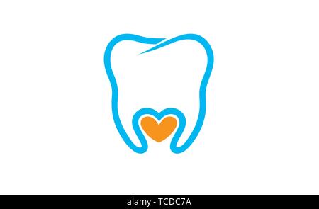 Creative Teeth Heart Inside Vector logo Design symbole icône Illustration de Vecteur