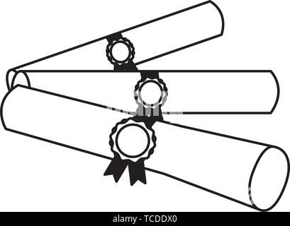 L'obtention du diplôme d'études secondaires médailles rouleaux Illustration de Vecteur