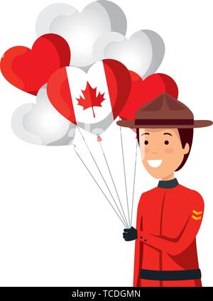 Avec l'hélium ballons drapeau canadien et ranger Illustration de Vecteur