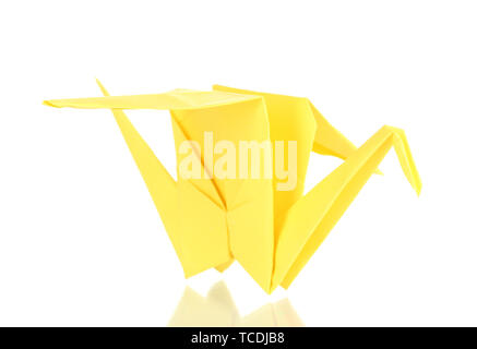 Papier origami crane isolated on white Banque D'Images