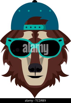 Accessoires de mode avec des animaux Cool head Illustration de Vecteur