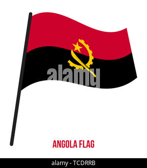 Illustration Vecteur de brandir le drapeau de l'Angola sur fond blanc. Angola drapeau national. Banque D'Images