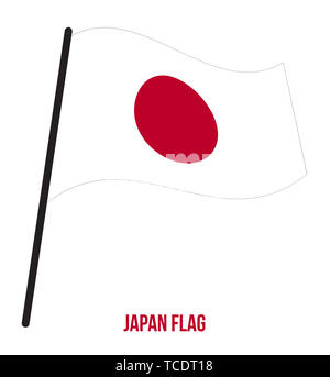 Illustration Vecteur de brandir le drapeau du Japon sur fond blanc. Le Japon drapeau national. Banque D'Images