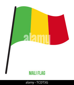 Mali Drapeaux Vector Illustration sur fond blanc. Drapeau National du Mali. Banque D'Images