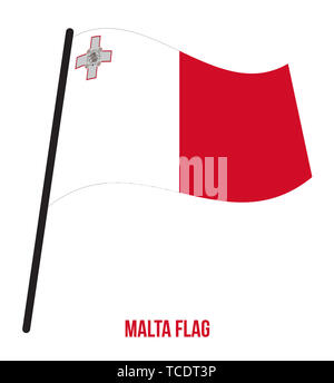 Malte Drapeaux Vector Illustration sur fond blanc. Malte drapeau national. Banque D'Images