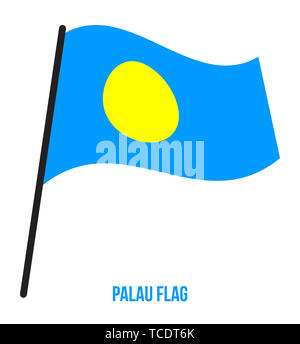 De brandir le drapeau de Palau Vector Illustration sur fond blanc. Palaos drapeau national. Banque D'Images