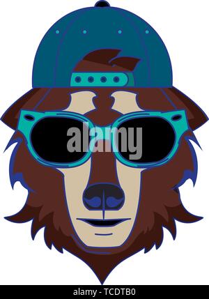 Accessoires de mode avec des animaux Cool head blue lines Illustration de Vecteur