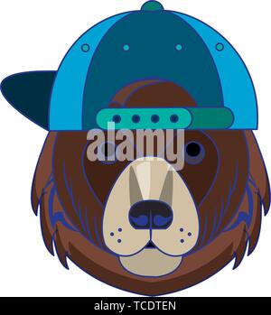 Accessoires de mode avec des animaux Cool head blue lines Illustration de Vecteur