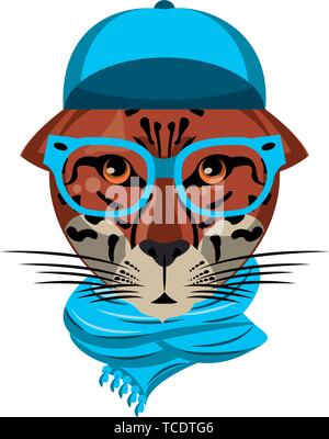 Accessoires de mode avec des animaux Cool head Illustration de Vecteur