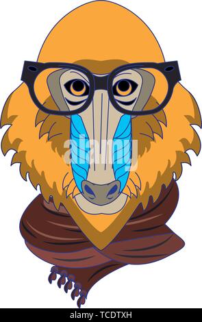 Accessoires de mode avec des animaux Cool head blue lines Illustration de Vecteur