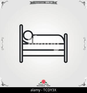 Icône lit vecteur. Télévision simple symbole. Illustration pictogramme noir sur fond. Illustration de Vecteur