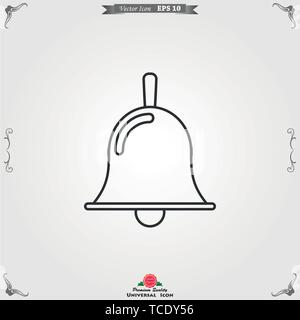 L'icône de Bell dans le quartier branché de style plat isolé sur fond gris. Symbole de notification pour votre web site design, logo, l'app, l'assurance-chômage. Illustration de Vecteur