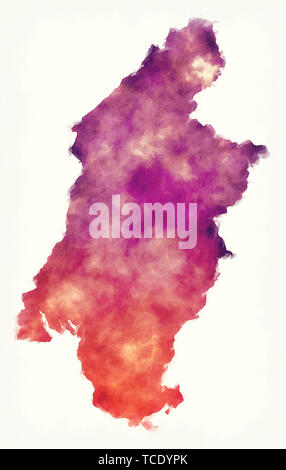 Au sud ouest du Cameroun province carte aquarelle illustration Banque D'Images