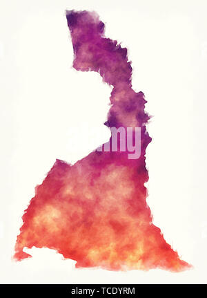 Loin au nord Cameroun province carte aquarelle illustration Banque D'Images